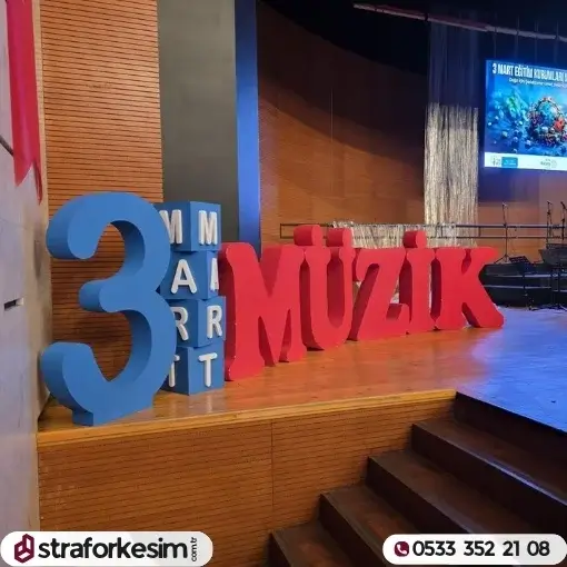 3 Mart Müzik Sahne Strafor Dekor